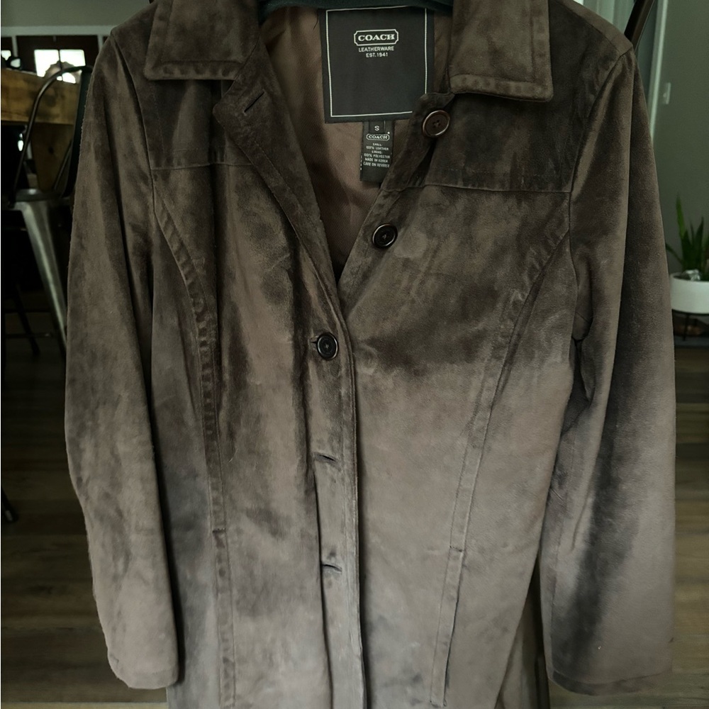 Coach Women's Dark Brown Suede Trench Coat